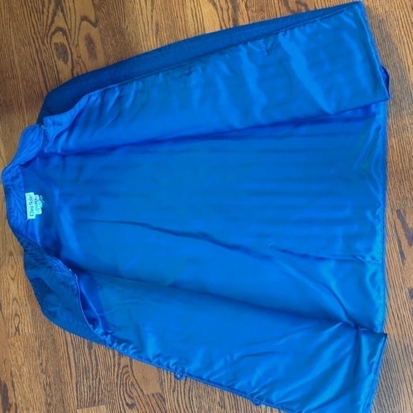 Vtg Chez Soie 100% silk quilted asian style chic lightweight blue blazer sz M - Picture 7 of 8